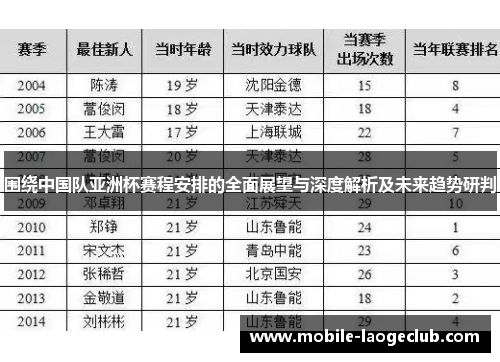 围绕中国队亚洲杯赛程安排的全面展望与深度解析及未来趋势研判